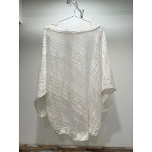 White Knit/crochet poncho style sweater coverup